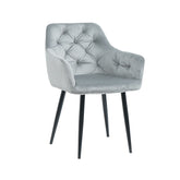 Pachet 3+1 Scaun tip fotoliu living/ dining, gri, tapiserie catifea, cadru metalic, fix, Velvet Old
